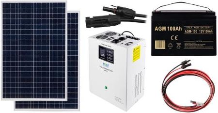 Off-gridowy zestaw solarny 1400W - Panele 110W, AGM 100AH, Przewody do połączenia, Zasilacz awaryjny SinusPRO 2200S 12V + 60A MPPT Inwerter Solarny