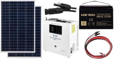 Off-gridowy zestaw solarny 1050W - Panele 110W, AGM 100AH, Przewody do połączenia, Zasilacz awaryjny SinusPRO 1500S 12V + 40A MPPT Inwerter Solarny