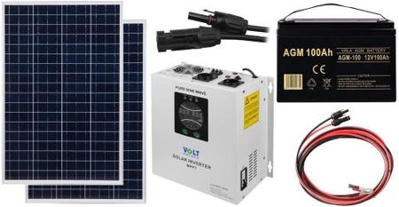 Off-gridowy zestaw solarny 700W - Panele 110W, AGM 100AH, Przewody do połączenia, Zasilacz awaryjny SinusPRO 1000S 12V + 40A MPPT Inwerter Solarny
