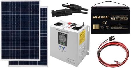 Off-gridowy zestaw solarny 500W - Panele 110W, AGM 100AH, Przewody do połączenia, Zasilacz awaryjny SinusPRO 800S 12V + 30A MPPT Inwerter Solarny