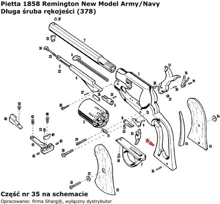 Pietta Firearms Długa Śruba Rękojeści 1851 Colt Navy, 1860 Colt Army, 1861 Navy, 1858 Remington (378) (116881) - zdjęcie 3