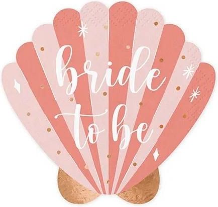 Serwetki PartyDeco papierowe muszelka Bride to be różowe 13,5x13cm 20 sztuk na wieczór panieński SPK32