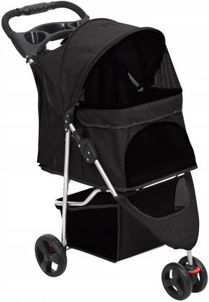 vidaXL Składany wózek dla psa, czarny, 80x46x98 cm