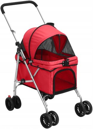 vidaXL Składany wózek dla psa, czerwony, 76x50x100cm