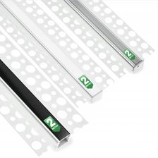Profil Aluminiowy Podtynkowy Architektoniczny Do Led Wpuszczany Płyt Karton / Gips 2M + Mleczny Klosz (9363Doszpachlowaniarigipsuregipsu)