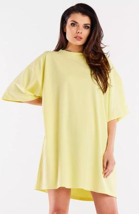 Bawełniana sukienka oversize o kroju t-shirtu (Żółty, Uniwersalny)