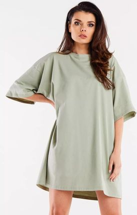 Bawełniana sukienka oversize o kroju t-shirtu (Miętowy, Uniwersalny)
