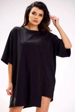 Asymetryczna sukienka mini oversize (Czarny, Uniwersalny)