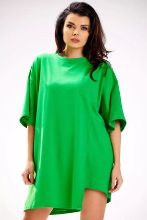Asymetryczna sukienka mini oversize (Zielony, Uniwersalny)
