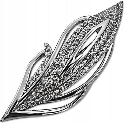Lovrin Srebrna broszka 925 białe cyrkonie piórko 4,1g