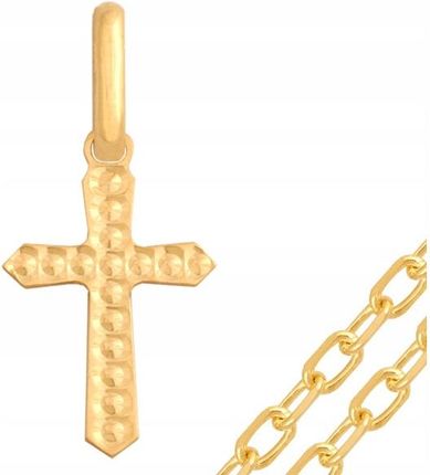 Lovrin Złoty łańcuszek krzyż komunia chrzest 585 ankier
