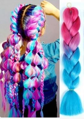 Ormarket Włosy Syntetyczne Kolorowe Warkoczyki Ombre Długie