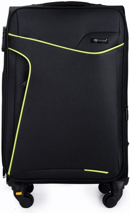 Średnia walizka miękka M Solier STL1651 czarno-zielona