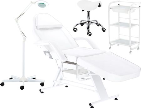 Calissimo Zestaw Kosmetyczny Fotel Kosmetyczny + Pomocnik Kosmetyczny + Lampa Lupa Kosmetyczna + Taboret Kosmetyczny