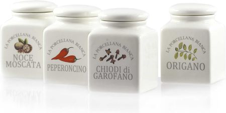 La Porcellana Bianca - Zestaw 4 pojemników do przypraw 175 ml Conserva