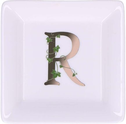 La Porcellana Bianca - Talerzyk kwadratowy z literą R 10 cm Adorato