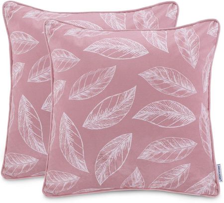 Ameliahome Poszewki dekoracyjne Calm kolor różowy drukowany motyw roślinny velvet 2*45x45 
