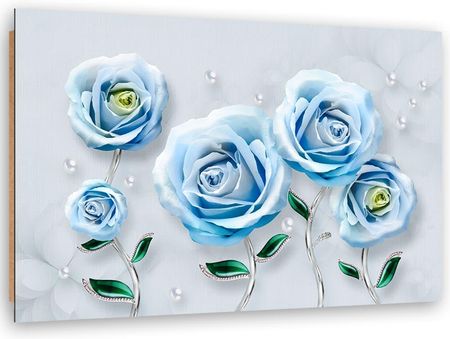 Feeby Obraz Deco Panel Niebieskie Róże 3D 90X60