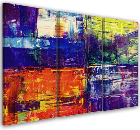 Feeby Obraz Trzyczęściowy Na Płótnie Kolorowa Abstrakcja Ręcznie Malowana 90X60
