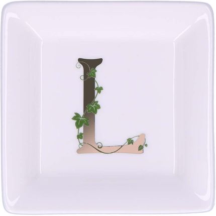 La Porcellana Bianca - Talerzyk kwadratowy z literą L 10 cm Adorato