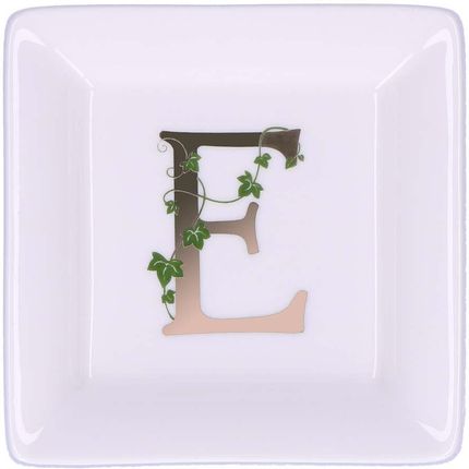 La Porcellana Bianca - Talerzyk kwadratowy z literą E 10 cm Adorato