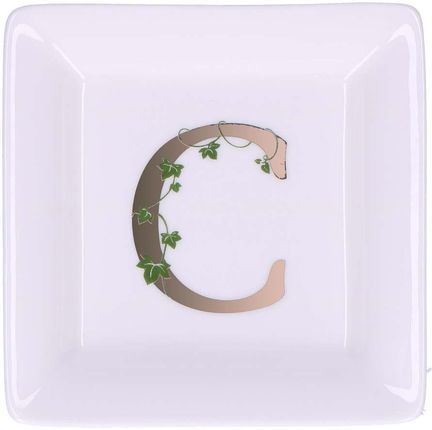 La Porcellana Bianca - Talerzyk kwadratowy z literą C 10 cm Adorato