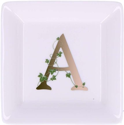 La Porcellana Bianca - Talerzyk kwadratowy z literą A 10 cm Adorato