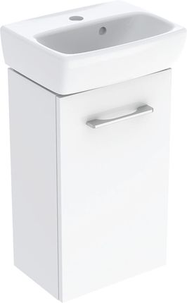 GEBERIT Zestaw SELNOVA SQUARE szafka pod umywalkę , B36cm, H65.2cm, T28cm, z jednymi drzwiami, biały, z umywalką kompaktową, z przelewem, z otworem na