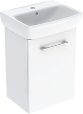 GEBERIT Zestaw SELNOVA SQUARE szafka pod umywalkę , B45cm, H64.9cm, T35cm, z jednymi drzwiami, biały, z umywalką kompaktową, z przelewem, z otworem na