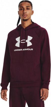 Męska bluza dresowa nierozpinana z kapturem Under Armour UA Rival Fleece Logo HD - bordowa