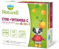 Zdjęcie Naturell Cynk + Witamina C dla dzieci, 60 tabletek do żucia - Głuszyca