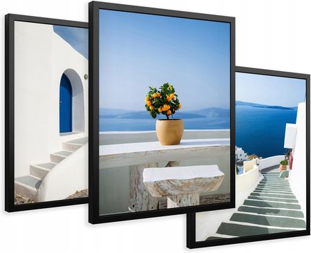 Printedwall Obrazy W Ramie Santorini Morze Białe Domki 43X99