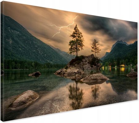 Printedwall Obraz Na Płótnie Jezioro Góry Piorun 100X70