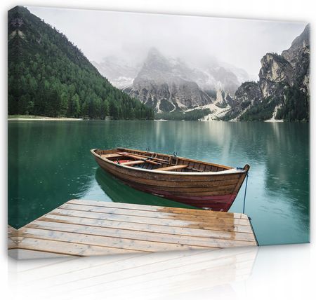 Wallarena Obraz Łódka Jezioro Góry Na Płótnie Ścianę 120X80
