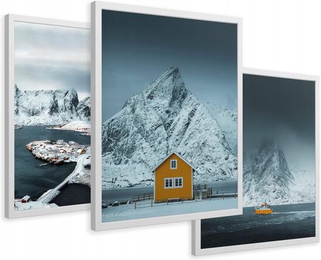 Printedwall Obrazy W Ramie Norwegia Skandynawski Domek 43X99