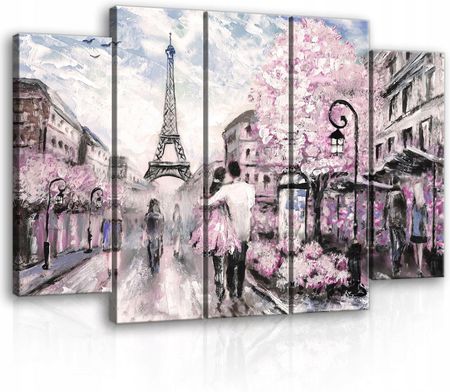 Wallarena Obraz 5 Części Paryż Wieża Eiffla Pastele 150X100