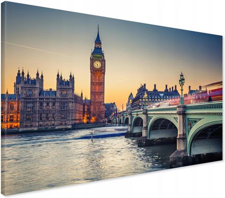 Printedwall Obraz Na Płótnie Londyn Tamiza Big Ben 100X70
