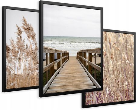 Printedwall Obrazy W Ramie Trawy Morze Plaża Pampas 43X99