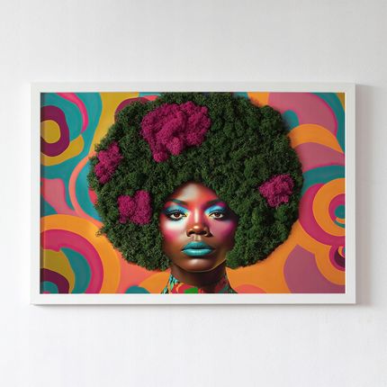 Tulup Obraz Mech Chrobotek Rama Kobieta Z Afro 60X40