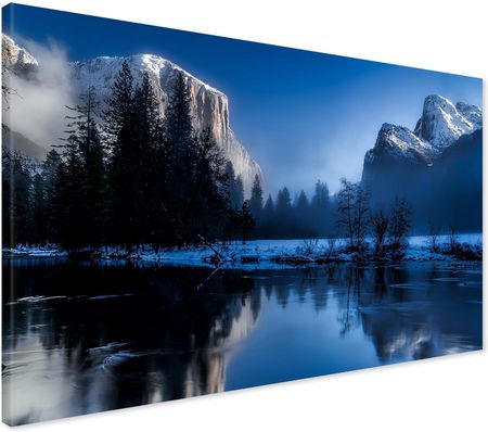 Printedwall Obraz Na Płótnie Góry Jezioro Zima 120X80