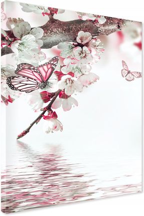 Printedwall Obraz Na Płótnie Kwiaty Motyle 50X70