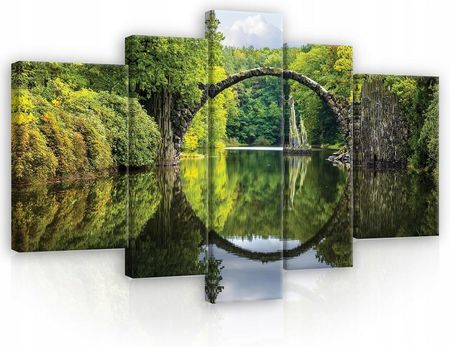 Wallarena Obraz Do Salonu Drzewa Jezioro Tryptyk 3D 170X100