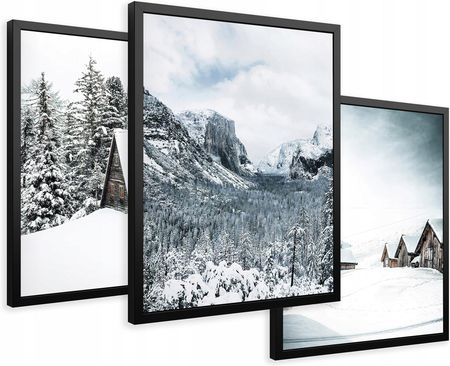 Printedwall Obrazy W Ramie Górski Pejzaż Śnieg Zima 43X99