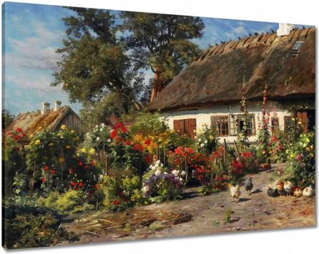 Zesmakiem Obrazy 100X70 Wiejski Domek Z Kwiatami