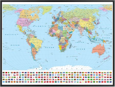 Muralo Plakat Polityczna Mapa Świata Kontynenty 120X80