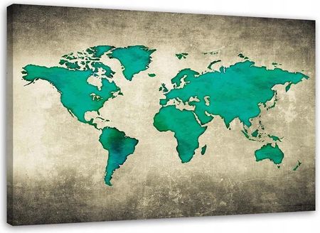 Feeby Obraz Na Płótnie Zielona Mapa Świata 90X60