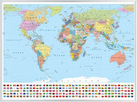Muralo Plakat Polityczna Mapa Świata Kontynenty 93X62