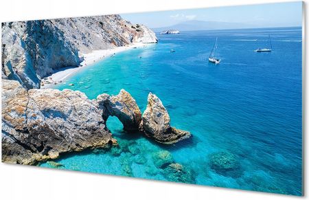 Tulup Obraz Na Szkle Grecja Plaża Morze Wybrzeże 140X70