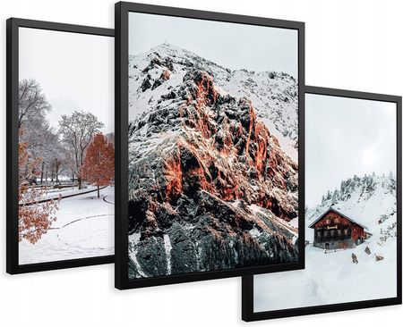 Printedwall Obrazy W Ramie Górski Krajobraz Zima Śnieg 43X99
