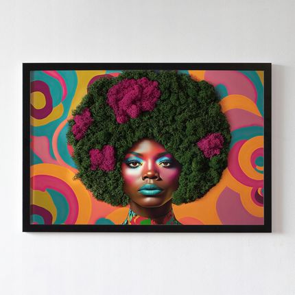 Tulup Obraz Mech Chrobotek Rama Kobieta Z Afro 60X40